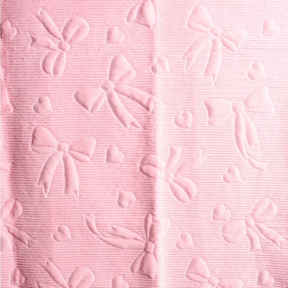 Rachel Zoe Luxe Faux Fur Pink BOWS & HEARTS Throw Blanket - Picture 5 of 7